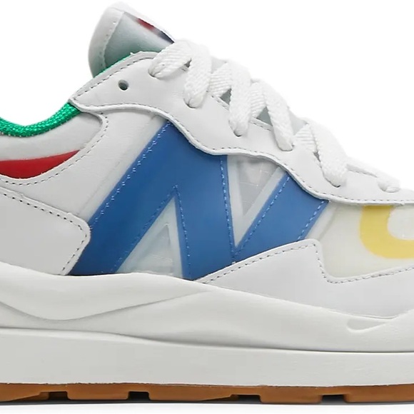 White and Blue Sneakers with Gum Sole - Picture 4 of 9